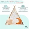 Tipi - namiot dla dziecka do pokoju z dywanem, poduszkami i światełkami LED - 135cm